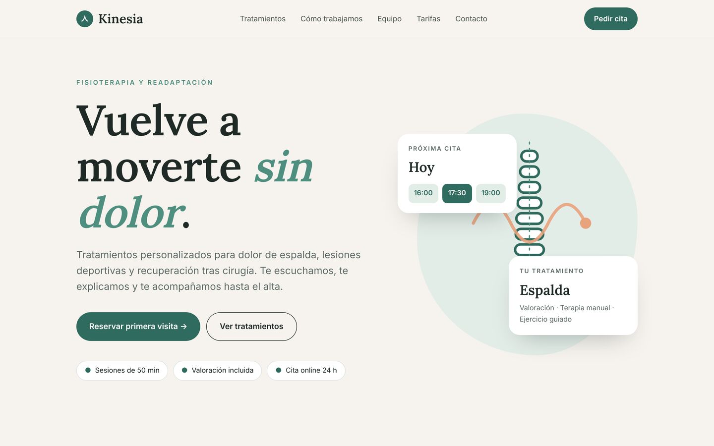 Portada de la web de Kinesia Fisioterapia