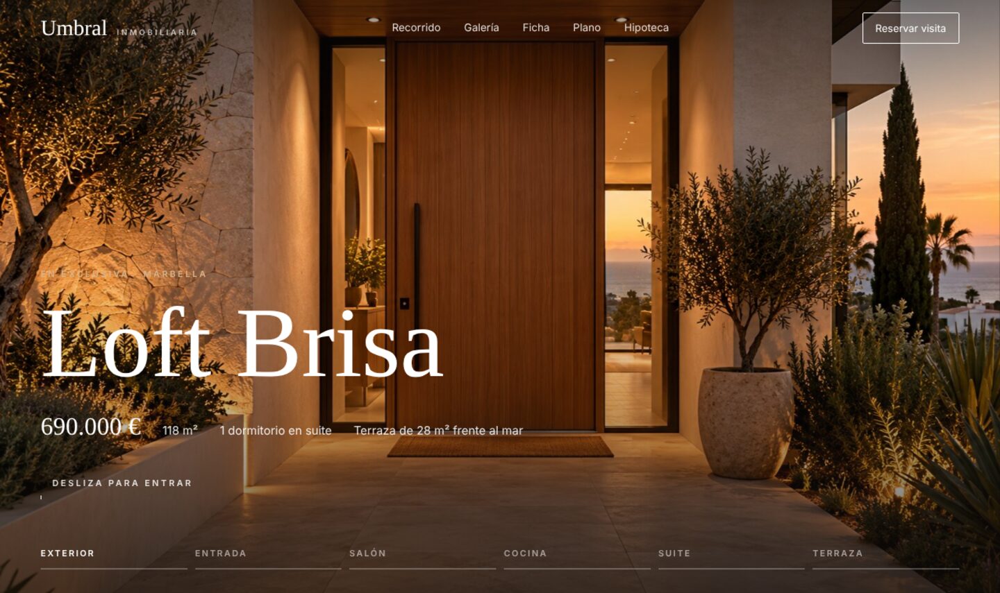Recorrido virtual de la web de Umbral Inmobiliaria